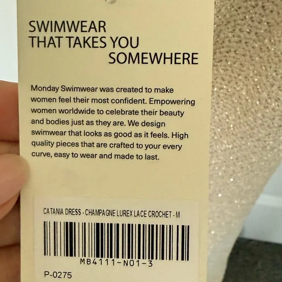 Monday Swimwear CATANIA DRESS - champagne lurex lace crochet - Picture 5 of 6